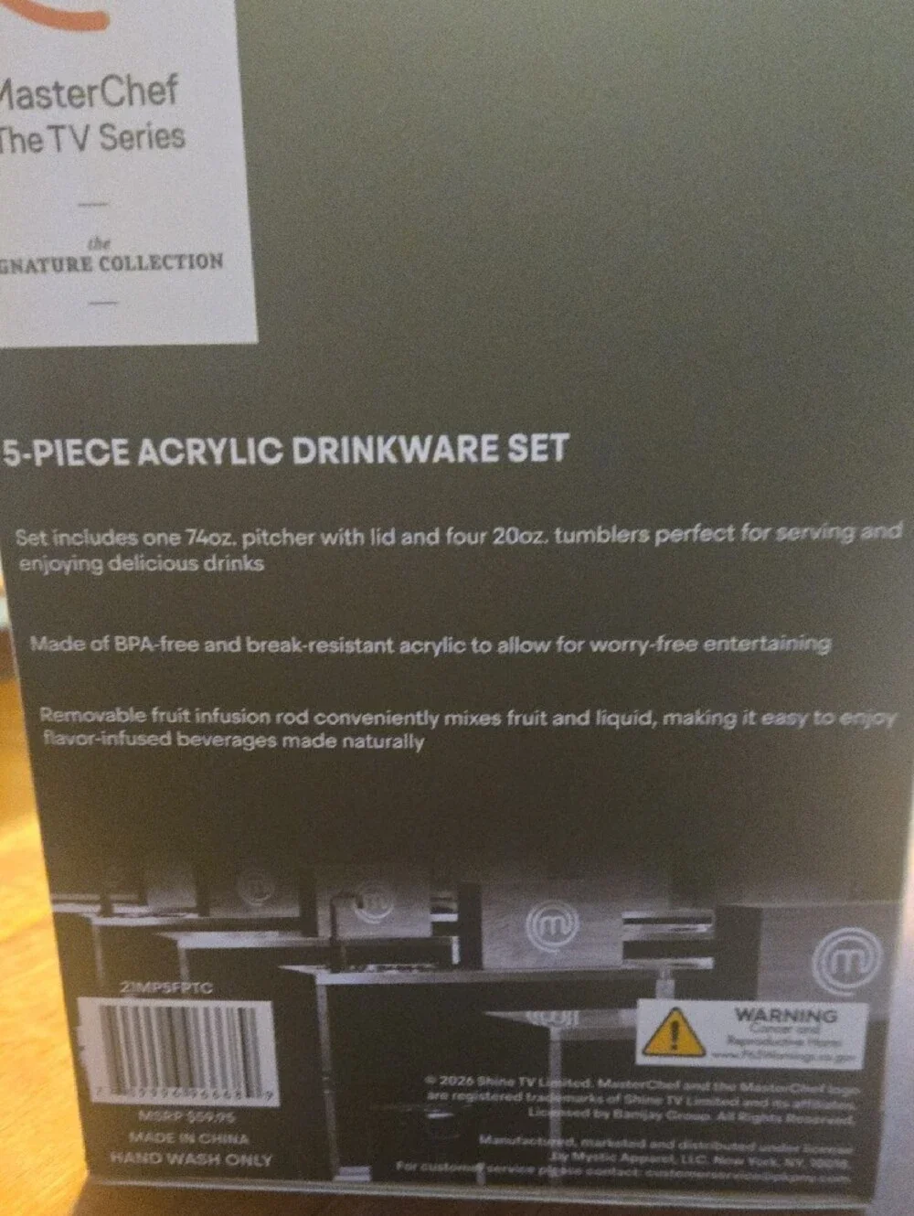 Clear Acrylic 5-Piece Drinkware Set with Pitcher and Tumblers
